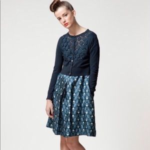 Orla Kiely Olive & Orange Navy Cardigan